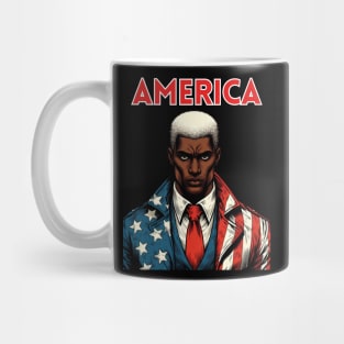 America Black Male Comic Book Superhero Patriotic July 4 Mug